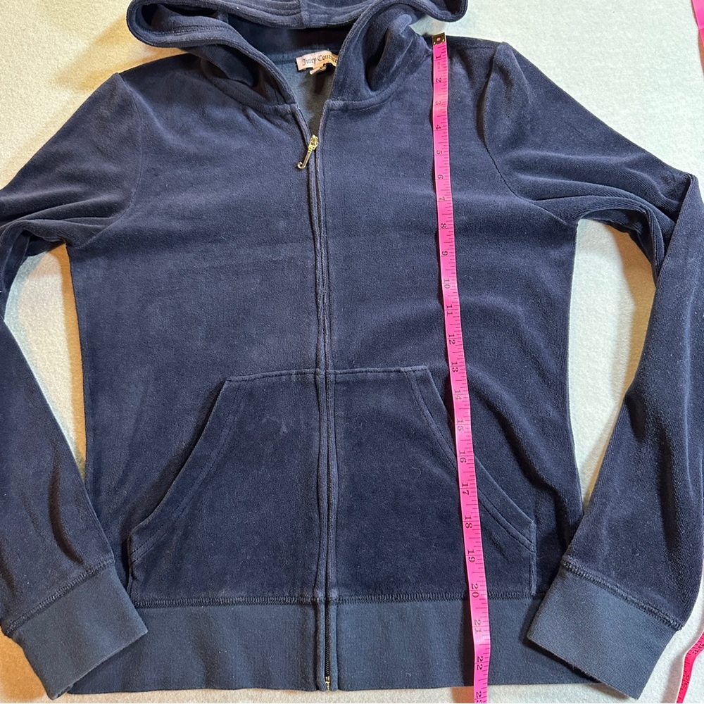 Juicy Couture Velour Full Zip Hoodie Women’s M Navy Blue Cozy Lounge‎ Y2K - Picture 3 of 11